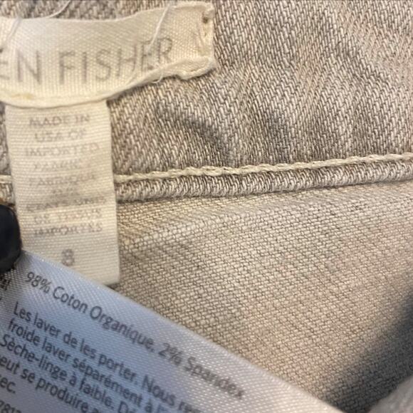 Eileen Fisher Slim Straight Jeans Organic Cotton 5-Pocket Light Gray Wash 8 - Picture 3 of 4